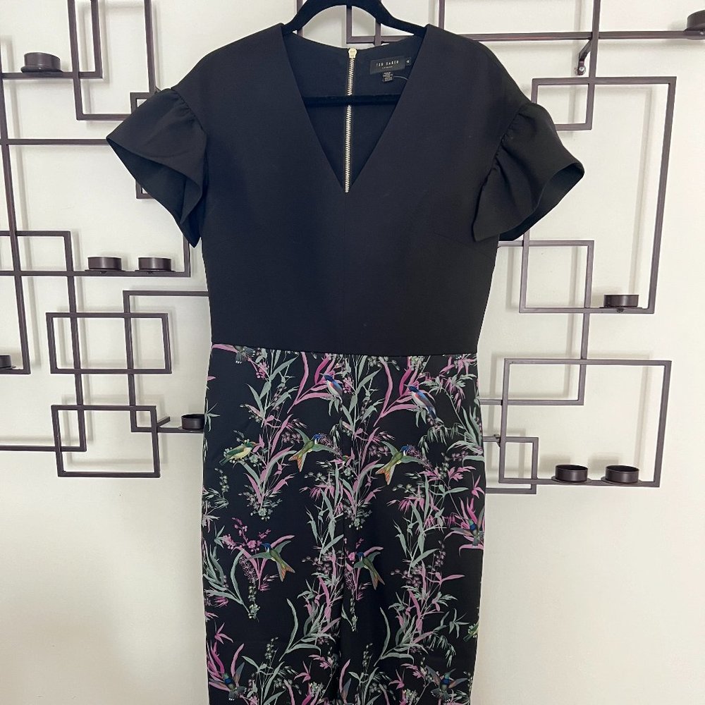 Ted Baker Black/Floral Jumpsuit Size 4
